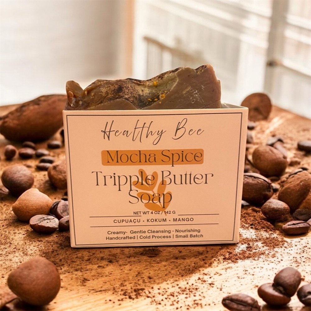 Mocha Spice Triple  Butter Soap. 

Mango- Cupuaçu- Kokum Butter